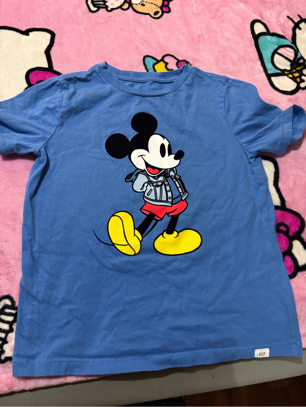 GAP Blue Mickey Mouse Graphic Tee with Yellow Shoes